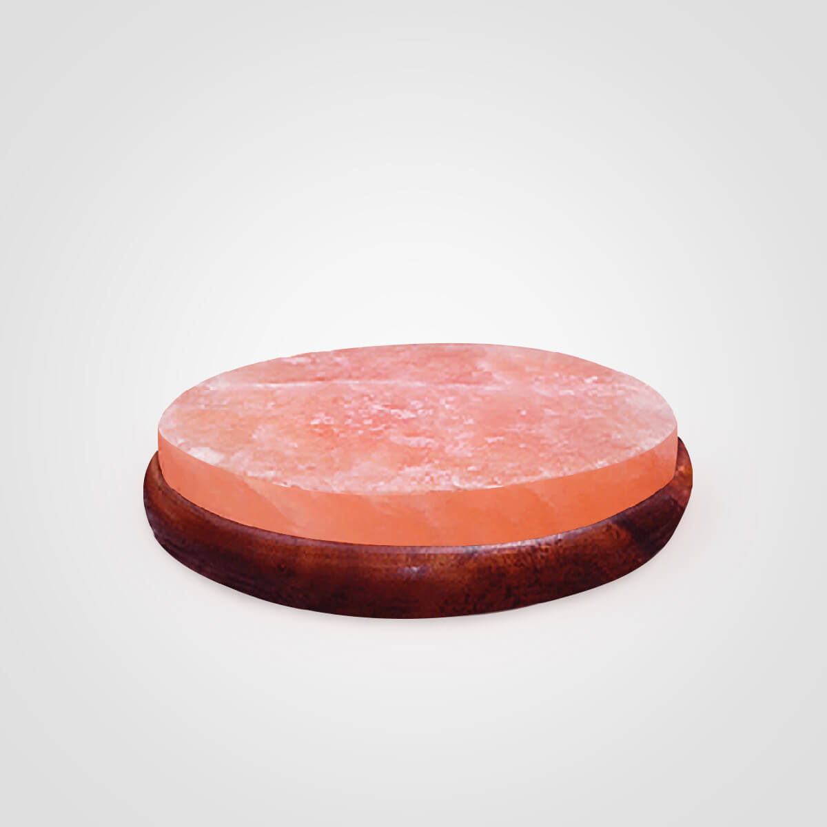 Himalayan Salt Round Slab with Wooden Holder (8x8x1.5) Inch