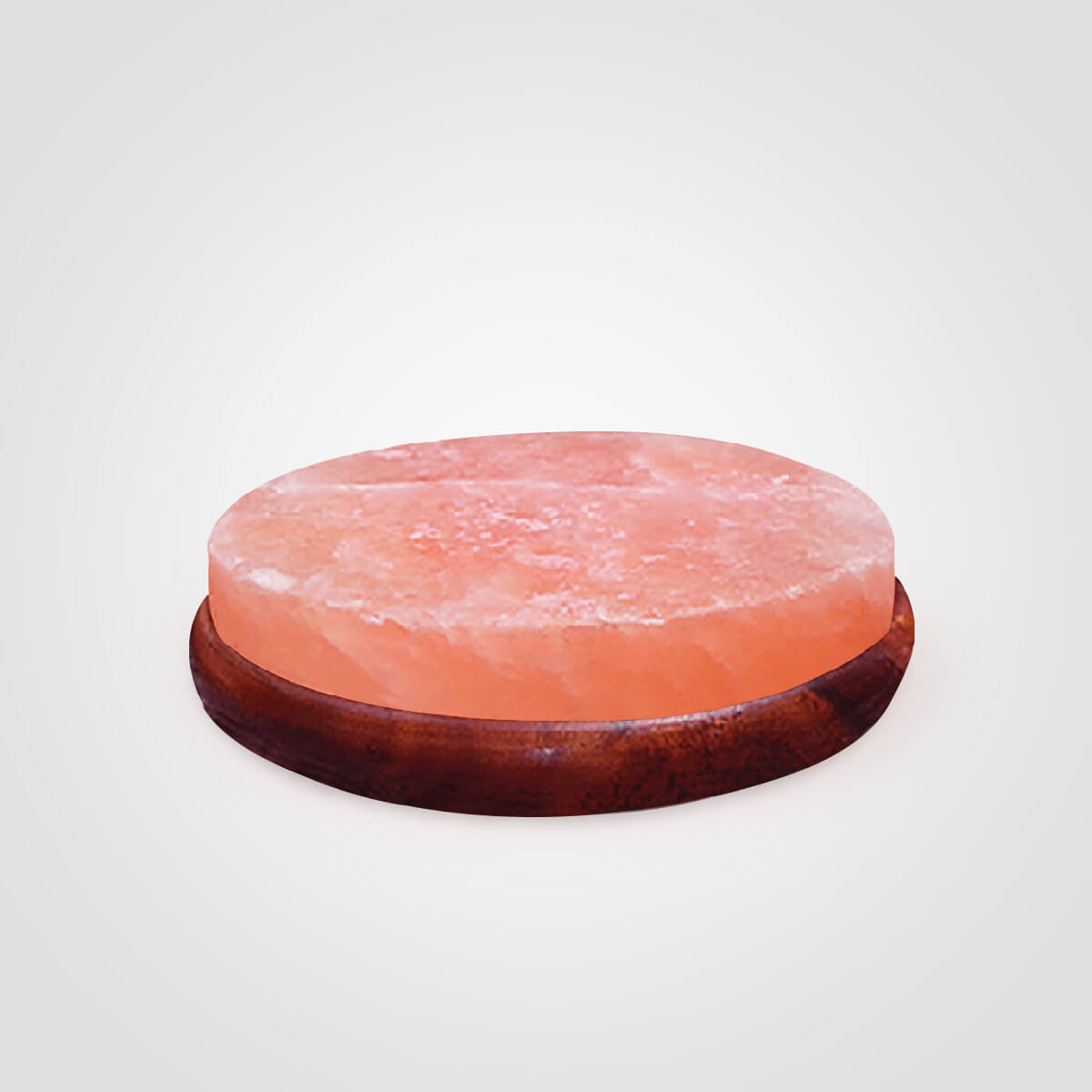 Himalayan Salt Round Slab with Wooden Holder (8x8x2) Inch