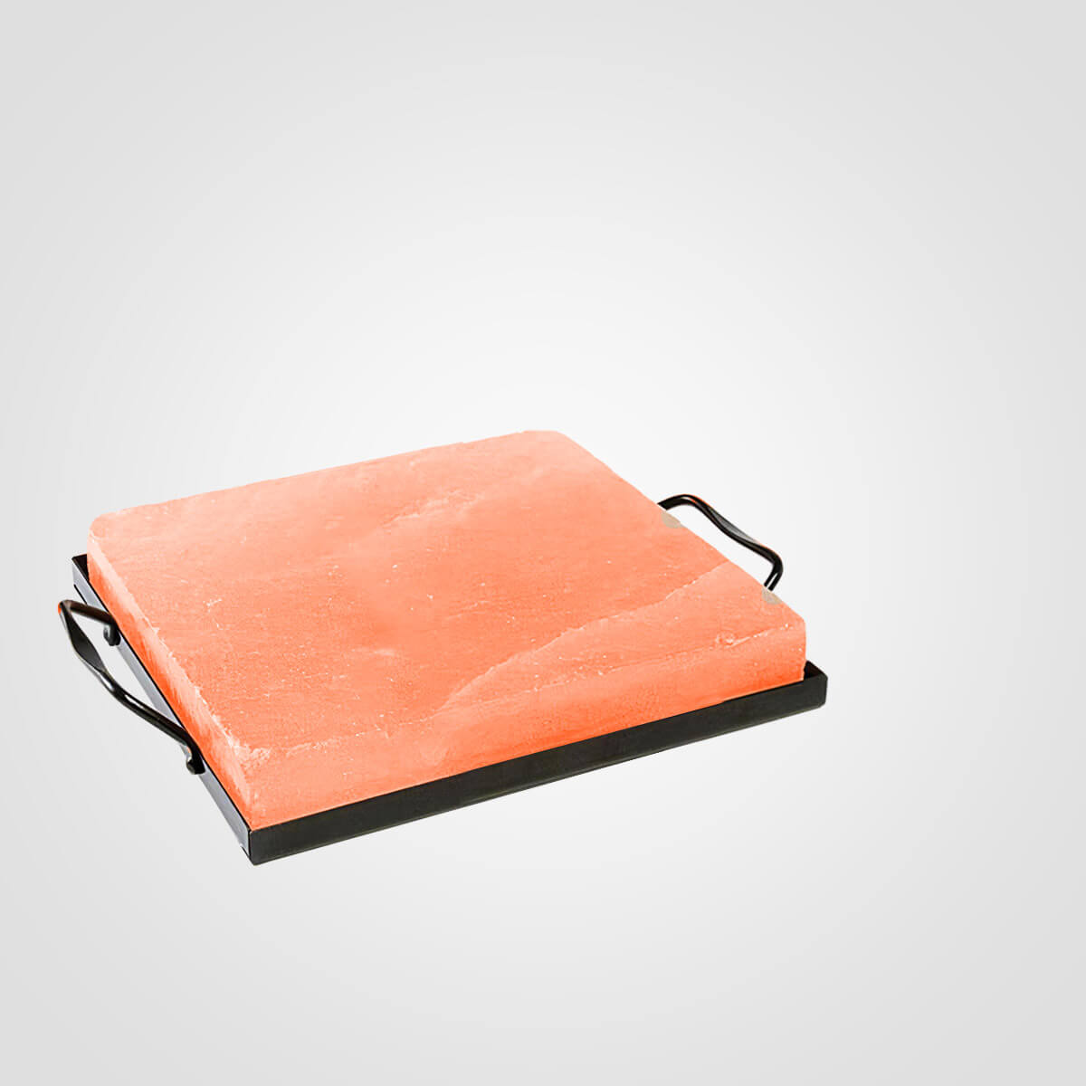 Himalayan Salt Slab with Wrought Iron Holder (8x8x1.5) Inches