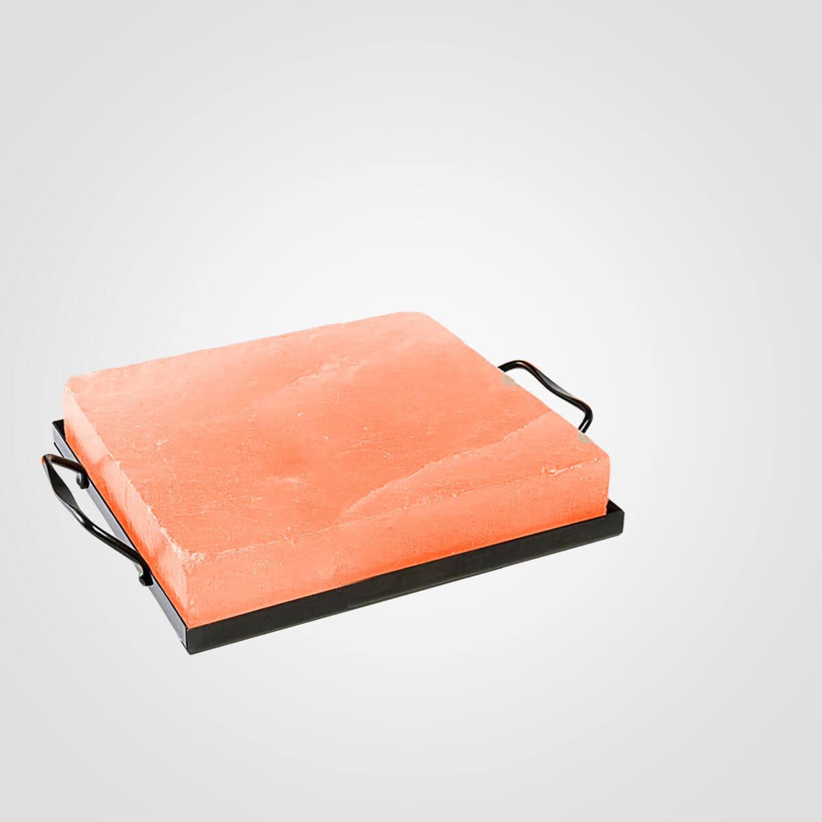 Himalayan Salt Slab with Wrought Iron Holder (8x8x2) Inches