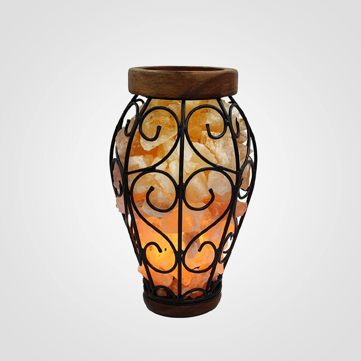 Himalayan Salt Vase Shape Iron Basket